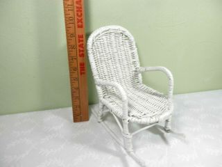 Vintage White Wicker Doll Size / Bear Rocking Chair