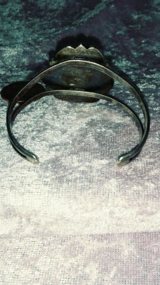 Antique Sterling Silver Cuff Bracelet with Rose 5