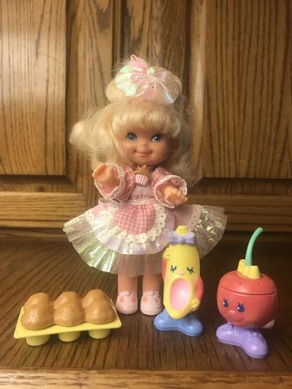 Vintage 1988 Cherry Merry Muffin Sweet Friend Doll Apron Ladel Toy Banana Pink