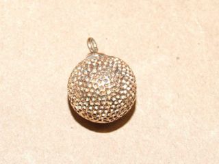 Vtg Antique Gold Plated / Filled Textured Ball Bead 1/2 " Fob Charm Or Pendant