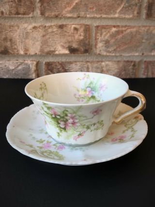 Antique Theodore Haviland Limoges France Tea Cup Saucer Patent Applied For 1903