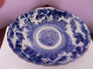 LARGE ANTIQUE CHINESE PORCELAIN OVAL BLUE/WHITE FLOWERS DESIGN BOWL 22 CMS LONG 2