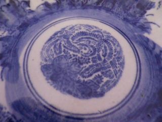 LARGE ANTIQUE CHINESE PORCELAIN OVAL BLUE/WHITE FLOWERS DESIGN BOWL 22 CMS LONG 3