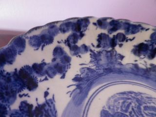 LARGE ANTIQUE CHINESE PORCELAIN OVAL BLUE/WHITE FLOWERS DESIGN BOWL 22 CMS LONG 5