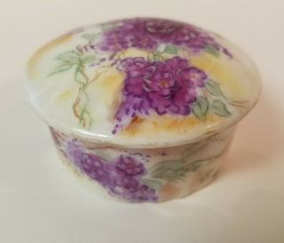 Rosenthal Trinket Box Antique Bavaria Purple Flowers Circa 1891 - 1906 Porcelain