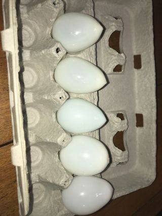 4 Vintage Antique Milk Glass Hand Blown Eggs For Nesting Laying Chicken Eggs