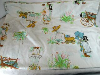 Vintage Holly Hobbie twin sized bed sheet by Pequot (non fitted) 2