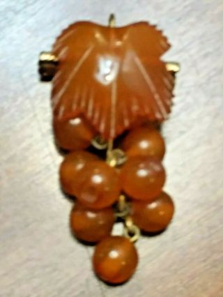Antique/vintage Early Plastic? Baklite Amber Brooch Ex.  With " C " Clasp