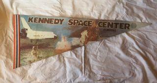Vintage Antique Kennedy Space Center Pennant Florida Usa Nasa Space Sci Fi Wow