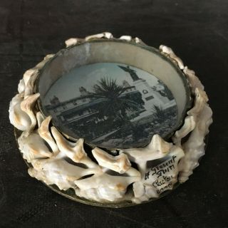 Antique Shell Work Diorama Folk Art Seashell Souvenir Clacton On Sea Essex