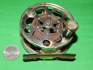 Early Featherweight Or Featherlight Fly Reel W/ Old Line,  One Meisselbach?