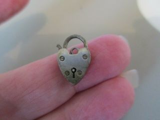 Antique Vintage Small English Sterling Silver Padlock Charm Bracelet Clasp Old