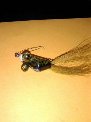 Vintage Fly Wood And Hair Frog Large Eyed,  Was Fished.