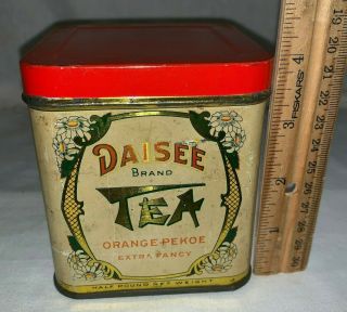 Antique Daisee Tea Tin Litho Can Daisy Flower Paterson Nj Vintage Grocery Store
