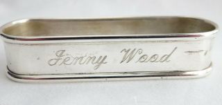 Antique Gorham Sterling Silver Napkin Ring Engraved " Jenny Wood " 10.  8 Grams