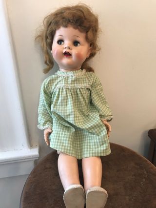 Vtg Ideal Toy Corp.  Baby Doll 23  Tall Jointed Body Rooted Hair Sleeping Eyes