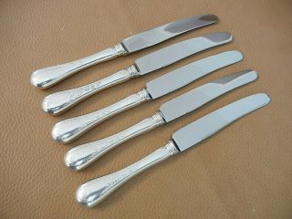 Birks Regency Plate " Queen Mary " 5 Luncheon Knifes 8 3/4 " - Exc
