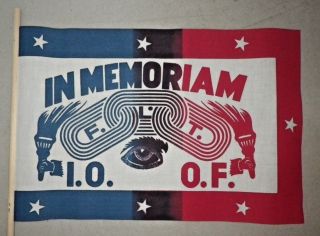 Vintage Odd Fellows In Memoriam I.  O.  O.  F / F.  L.  T.  Parade Flag Lodge Cotton - Nos