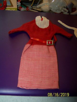 Vintage Barbie Doll Red And White Dress Zipper Back