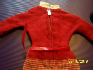 VINTAGE BARBIE DOLL RED AND WHITE DRESS ZIPPER BACK 2