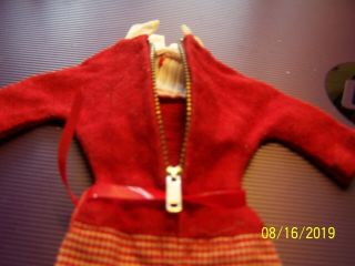 VINTAGE BARBIE DOLL RED AND WHITE DRESS ZIPPER BACK 5