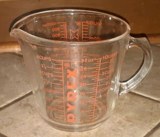 Vintage Pyrex Glass Measuring Cup 32oz 4 Cup 1qt Antique Estate Find
