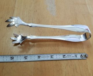 Wallace Avon Plate Vintage To Antique Silverplated Claw Ice & Sugar Cube Tongs
