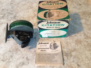 Antique Reel Johnson Model 110a The Citation American Type Spinning Reel & Box