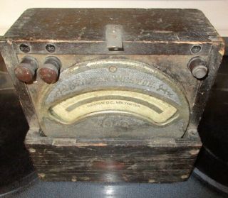 Antique Volt Meter System Weston Dove Tailed Wood