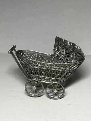 German Soft Metal Pram Baby Buggy Carriage Dollhouse Miniature Nursery