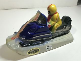 Vintage 1972 Ezra Brooks Snowmobile Whiskey Decanter With Tax Stamp