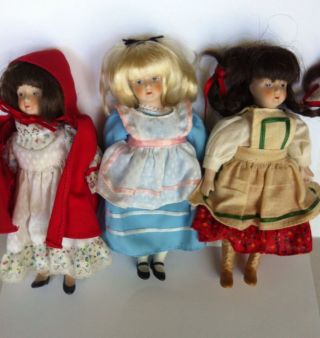 Vintage Gorham Storybook Dolls Alice In Wonderland Gretel Red Riding Hood Bisque
