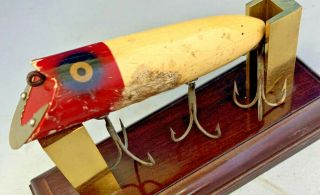 Vintage Heddon Bass Bait Wood Lure W/nose Line Tie