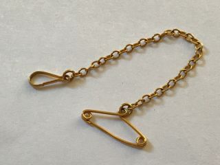Antique Victorian 9 Ct Gold Safety Chain Brooch Clip Pin.  0.  4 Gr