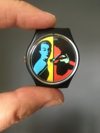 Vintage 80s Swatch Watch Cowboy Woman Missing Battery Cap And Bands 4