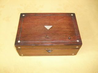 ANTIQUE MAHOGANY & MOTHER OF PEARL BOX FOR RESTORATION. 2