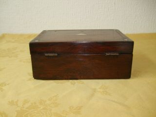 ANTIQUE MAHOGANY & MOTHER OF PEARL BOX FOR RESTORATION. 5