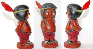 Vintage Native American Red Arrow Indian Hard Rubber Doll Toy 1960 - 70 