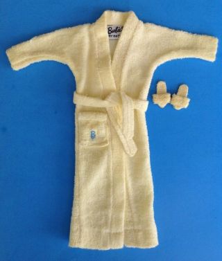 Vintage Barbie Singing In The Shower 988 Robe W/belt & Slippers 1961 - 1962 Vgc