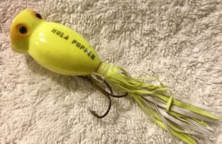 Fishing Lure Fred Arbogast 1/4 Oz Hula Popper Fire Plug Chartreuse Tackle Bait