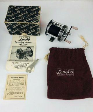 Langley Streamlite Vintage Level Wind Fishing Reel Model 310 Kc Usa