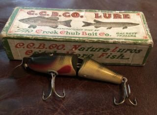 Vintage Creek Chub Perch Jointed Pikie Wood Fishing Lure W/ Box