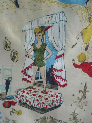 Vintage Walt Disney ' s Peter Pan,  Tinkerbell,  Capt.  Hook,  Wendy & Boys Fabric 2