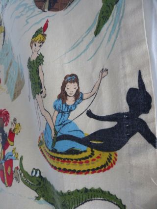 Vintage Walt Disney ' s Peter Pan,  Tinkerbell,  Capt.  Hook,  Wendy & Boys Fabric 6