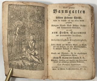Antique German Bible Prayer Book Der Grosse Baumgarten Martin Von Cochem 1823?