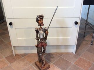 A Vintage Carved Wood Figure Of " Don Quixote ".