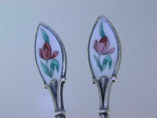pr Sterling & Enamel Spoons by David Andersen of Norway floral pattern 4