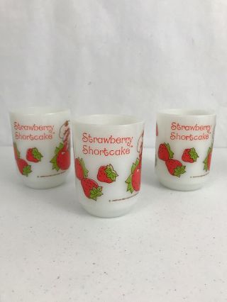 3 Vintage Strawberry Shortcake Coffee Mugs Anchor Hocking 1980 White Milk Glass 2