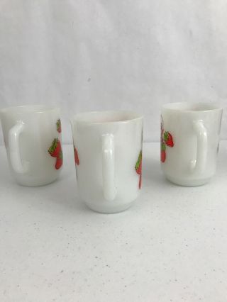3 Vintage Strawberry Shortcake Coffee Mugs Anchor Hocking 1980 White Milk Glass 4