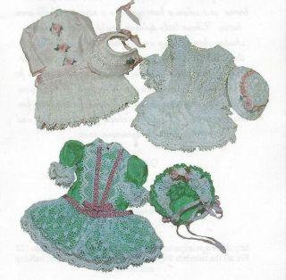 4 " Antique Miniature Dollhouse Doll Lace Dress Variations Hat/bonnet Pattern